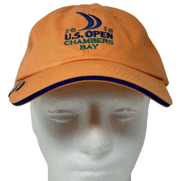 2015 US Open Chambers Bay Golf Course Dad Hat Cap Ball Marker USGA Member Orange - Picture 2 of 12